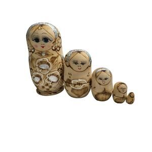 Russian Nesting Stacking Dolls Wooden Neutral